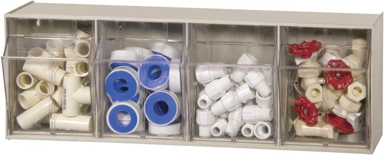image:imageAkroMils TiltView Plastic Storage Cabinet with 4 Tilt Out Bins Horizontal Plastic Parts Organizer Teacher Toolbox and Office Supply Organizer 2358 W x 8316 H x 634 D StoneStone