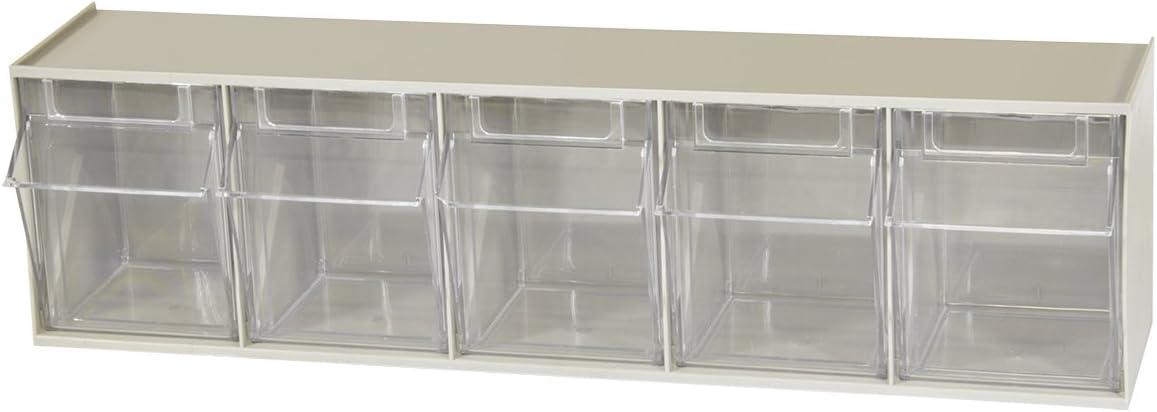image:imageAkroMils TiltView Plastic Storage Cabinet with 4 Tilt Out Bins Horizontal Plastic Parts Organizer Teacher Toolbox and Office Supply Organizer 2358 W x 8316 H x 634 D StoneStone