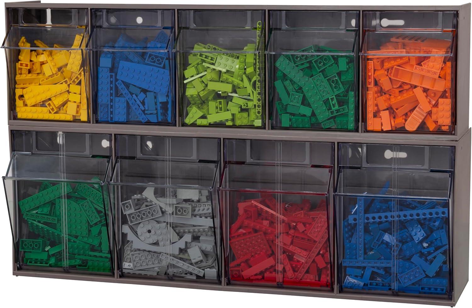 image:imageAkroMils TiltView Plastic Storage Cabinet with 4 Tilt Out Bins Horizontal Plastic Parts Organizer Teacher Toolbox and Office Supply Organizer 2358 W x 8316 H x 634 D StoneMocha Raspberry