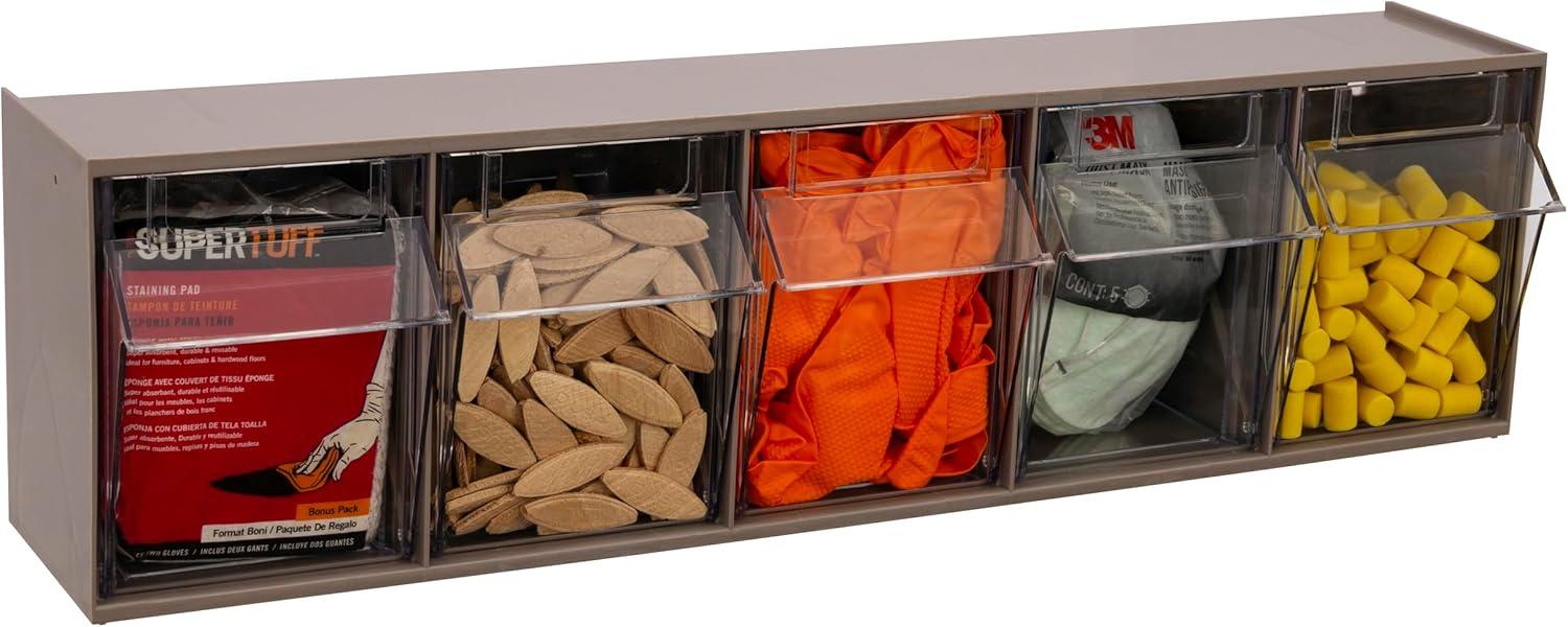 image:imageAkroMils TiltView Plastic Storage Cabinet with 4 Tilt Out Bins Horizontal Plastic Parts Organizer Teacher Toolbox and Office Supply Organizer 2358 W x 8316 H x 634 D StoneMocha Raspberry