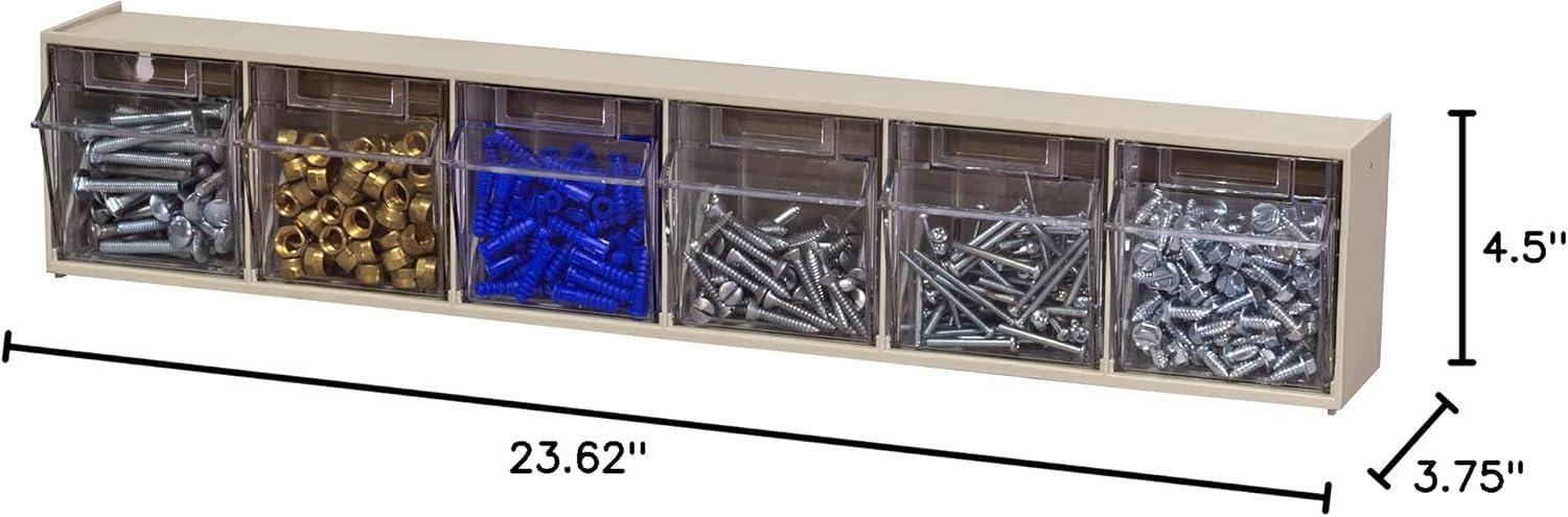 image:imageAkroMils TiltView Plastic Storage Cabinet with 4 Tilt Out Bins Horizontal Plastic Parts Organizer Teacher Toolbox and Office Supply Organizer 2358 W x 8316 H x 634 D StoneStone
