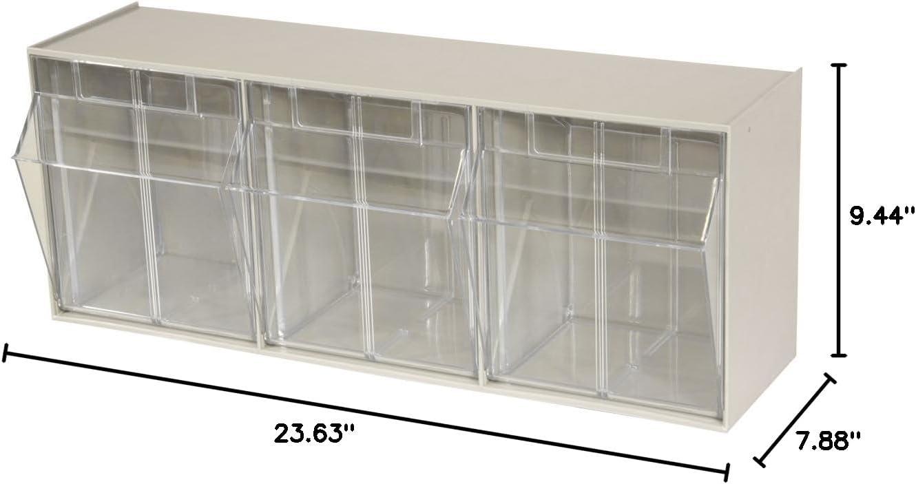 image:imageAkroMils TiltView Plastic Storage Cabinet with 4 Tilt Out Bins Horizontal Plastic Parts Organizer Teacher Toolbox and Office Supply Organizer 2358 W x 8316 H x 634 D StoneStone