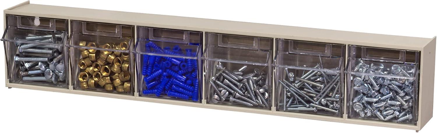 image:imageAkroMils TiltView Plastic Storage Cabinet with 4 Tilt Out Bins Horizontal Plastic Parts Organizer Teacher Toolbox and Office Supply Organizer 2358 W x 8316 H x 634 D StoneStone
