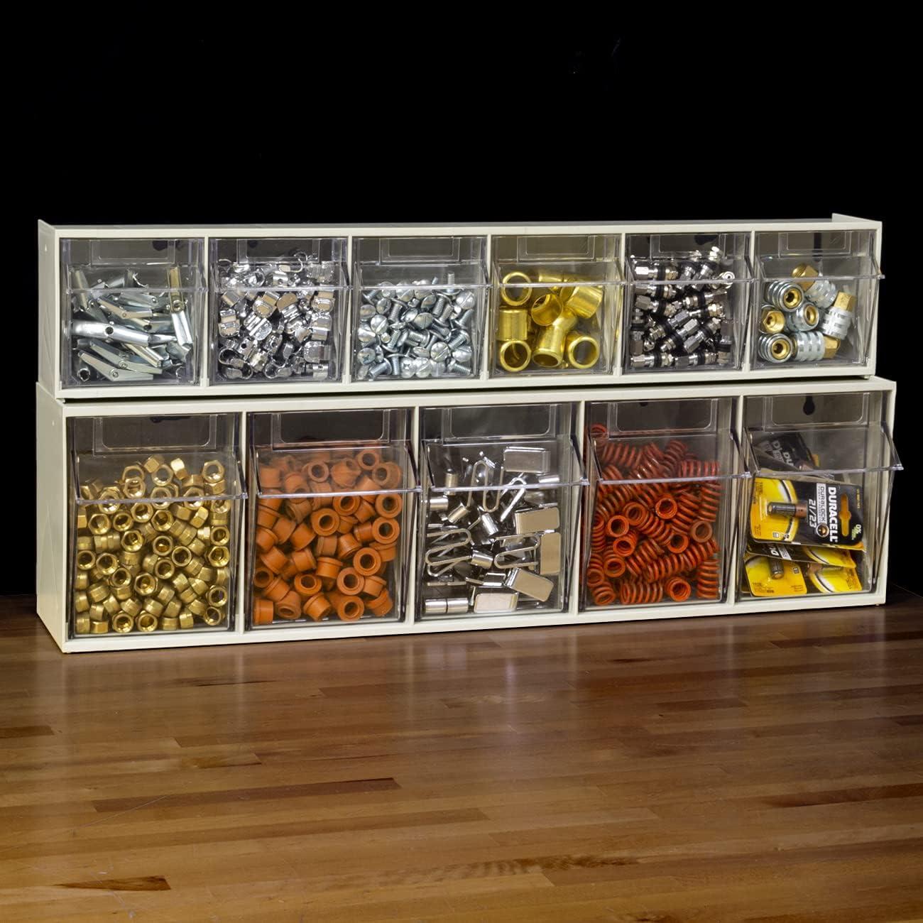 image:imageAkroMils TiltView Plastic Storage Cabinet with 4 Tilt Out Bins Horizontal Plastic Parts Organizer Teacher Toolbox and Office Supply Organizer 2358 W x 8316 H x 634 D StoneStone