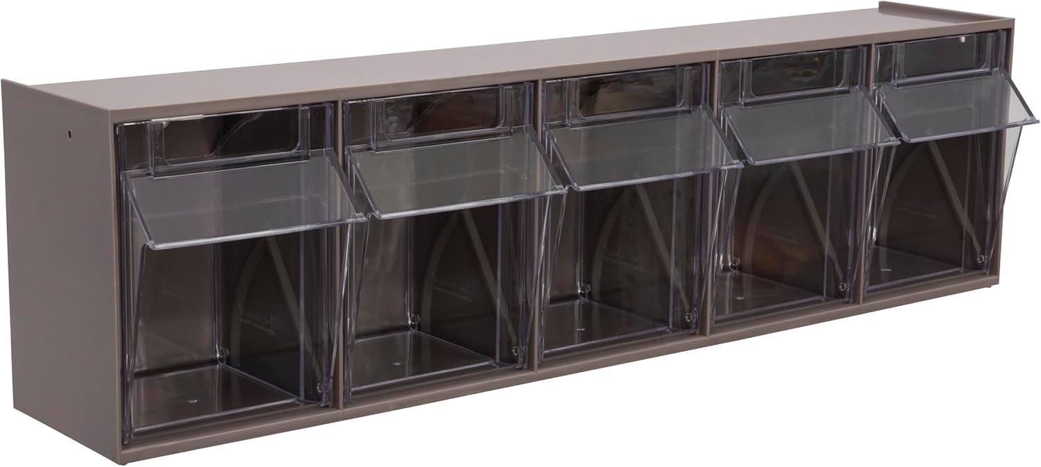 image:imageAkroMils TiltView Plastic Storage Cabinet with 4 Tilt Out Bins Horizontal Plastic Parts Organizer Teacher Toolbox and Office Supply Organizer 2358 W x 8316 H x 634 D StoneMocha Raspberry