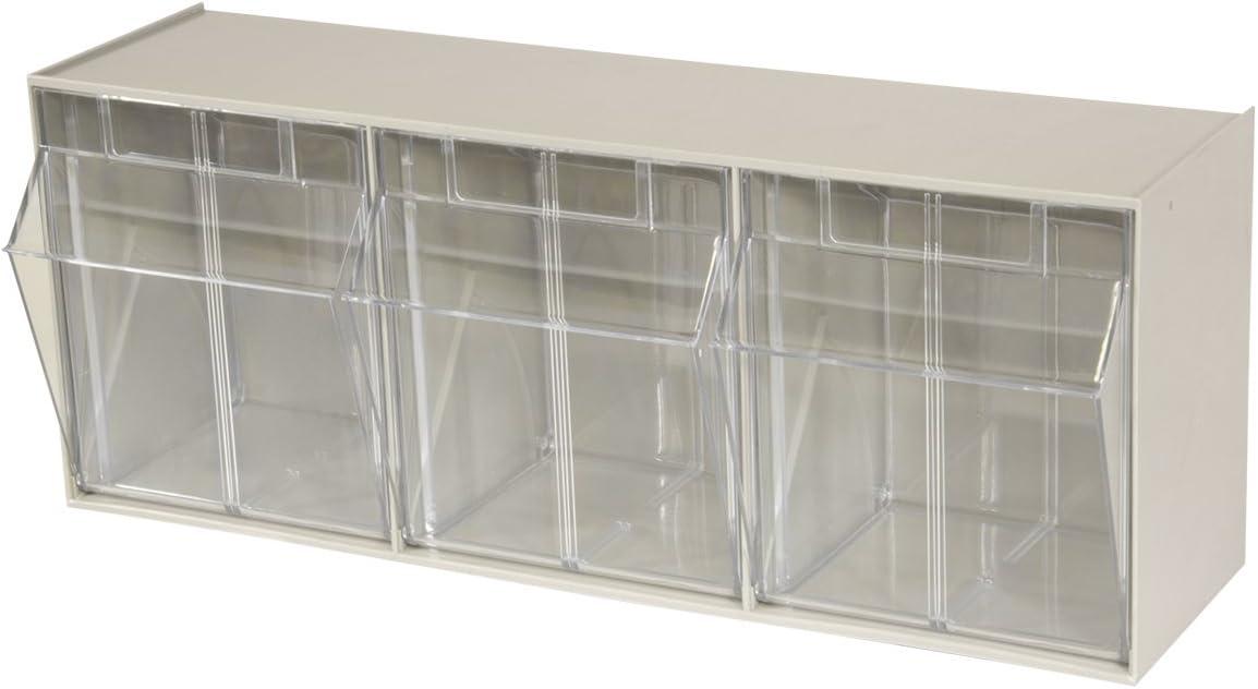 image:imageAkroMils TiltView Plastic Storage Cabinet with 4 Tilt Out Bins Horizontal Plastic Parts Organizer Teacher Toolbox and Office Supply Organizer 2358 W x 8316 H x 634 D StoneStone