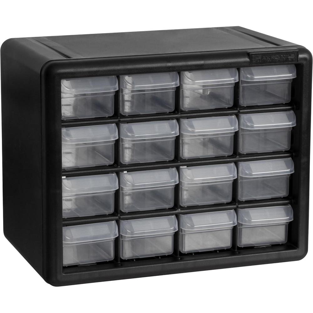 image:imageAkroMils 24Drawer Plastic Drawer Storage Cabinet for Garage Organization Bead Organizer Building Bricks Storage Teacher Toolbox Makeup Organizer 20 W x 6 D x 16 H 10724 Black16 Drawer