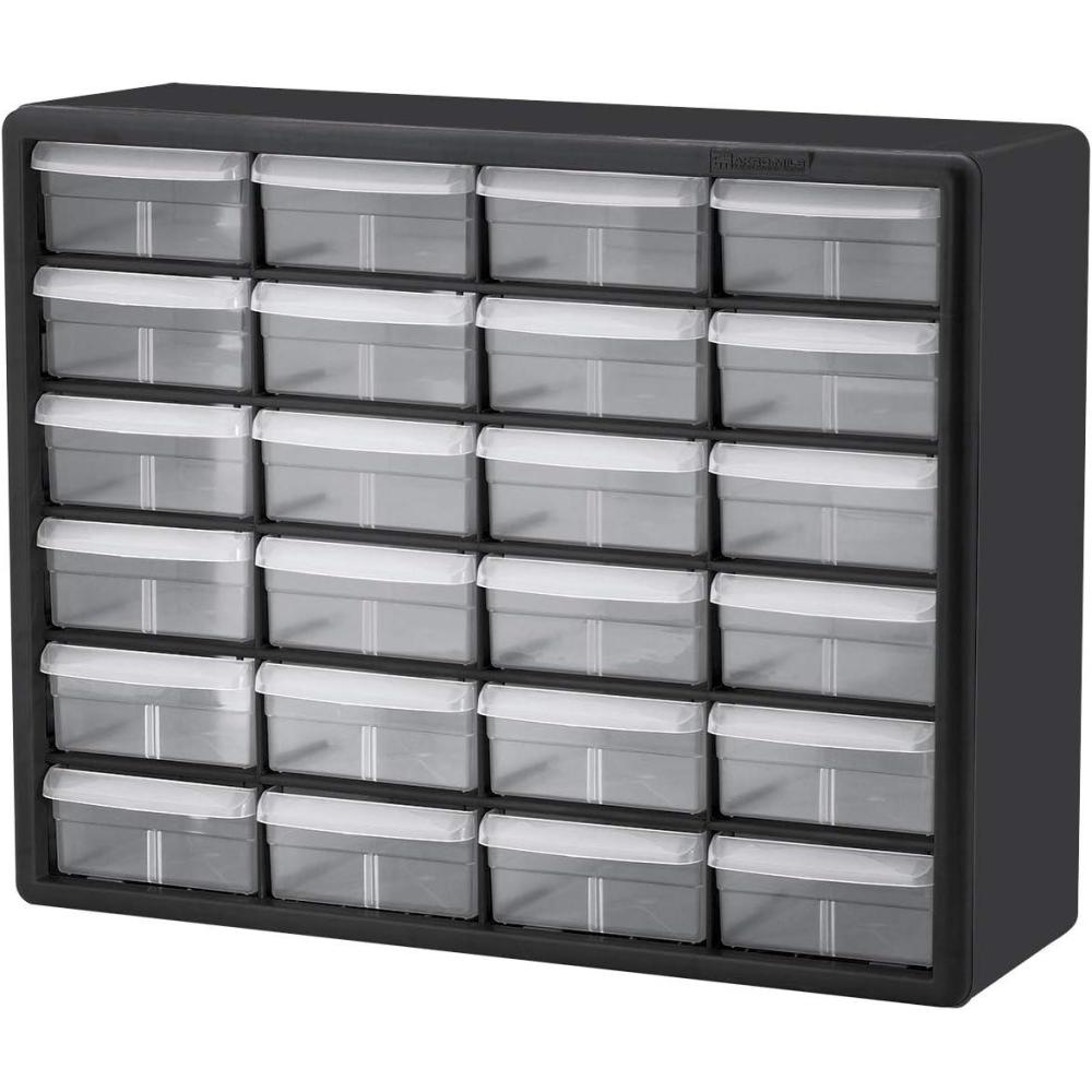 image:imageAkroMils 24Drawer Plastic Drawer Storage Cabinet for Garage Organization Bead Organizer Building Bricks Storage Teacher Toolbox Makeup Organizer 20 W x 6 D x 16 H 10724 Black24 Drawer