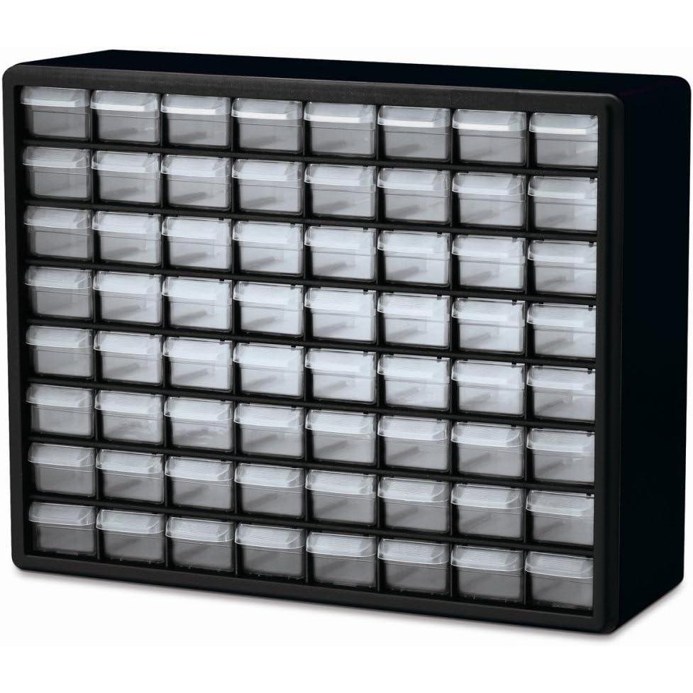 image:imageAkroMils 64Drawer Plastic Drawer Storage Cabinet for Garage Organization Bead Organizer Building Bricks Storage Teacher Toolbox Makeup Organizer 20 W x 6 D x 16 H 10764 Black64 Drawer