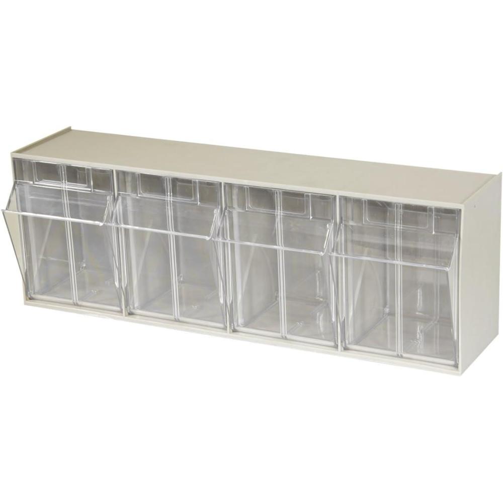image:imageAkroMils TiltView Plastic Storage Cabinet with 4 Tilt Out Bins Horizontal Plastic Parts Organizer Teacher Toolbox and Office Supply Organizer 2358 W x 8316 H x 634 D StoneStone
