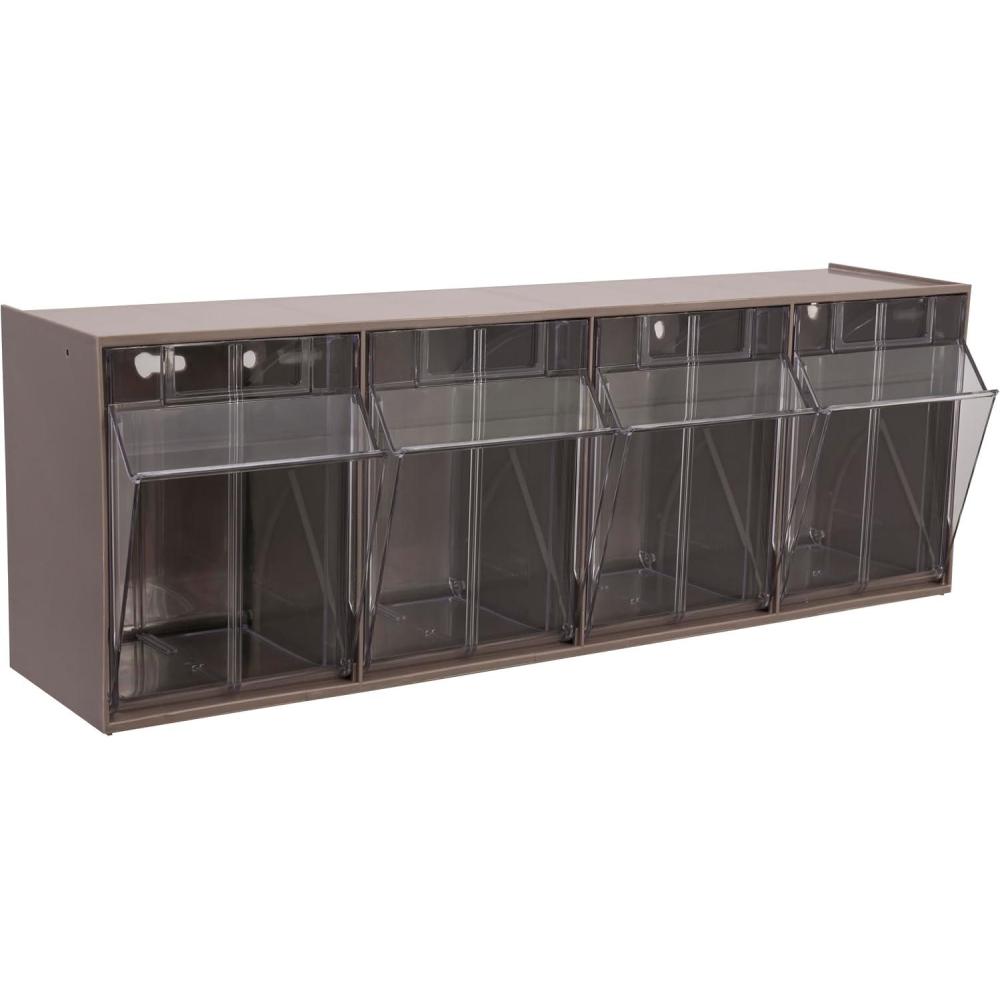 image:imageAkroMils TiltView Plastic Storage Cabinet with 4 Tilt Out Bins Horizontal Plastic Parts Organizer Teacher Toolbox and Office Supply Organizer 2358 W x 8316 H x 634 D StoneMocha Raspberry