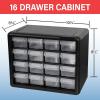 Akro-Mils 24-Drawer Plastic Drawer Storage Cabinet for Garage Organization, Bead Organizer, Building Bricks Storage, Teacher Toolbox, Makeup Organizer, 20″ W x 6″ D x 16″ H, 10724 Black(16 Drawer)