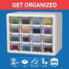 Akro-Mils 24-Drawer Plastic Drawer Storage Cabinet for Garage Organization, Bead Organizer, Building Bricks Storage, Teacher Toolbox, Makeup Organizer, 20″ W x 6″ D x 16″ H, 10724 Black(16 Drawer)