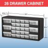 Akro-Mils 64-Drawer Plastic Drawer Storage Cabinet for Garage Organization, Bead Organizer, Building Bricks Storage, Teacher Toolbox, Makeup Organizer, 20″ W x 6″ D x 16″ H, 10764 Black(26-Drawer)