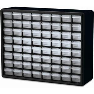 Akro-Mils 64-Drawer Plastic Drawer Storage Cabinet for Garage Organization, Bead Organizer, Building Bricks Storage, Teacher Toolbox, Makeup Organizer, 20″ W x 6″ D x 16″ H, 10764 Black(64 Drawer)