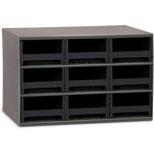 Akro-Mils Steel Garage Storage Cabinet, Small Parts Organizer Metal Cabinet for Hardware, Nails, Screws, Bolts, Nuts, and More, 17″ W x 11″ D x 11″ H, 28-Drawer, Gray Cabinet/Blue Drawers (19228)(Gray Cabinet/Black Drawers)