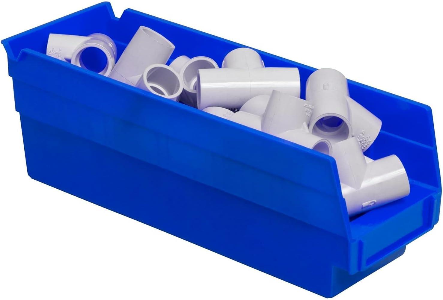 image:imageAkroMils 30120 Plastic Shelf Bins Heavy Duty Storage Bins for Garage Closet and Drawer Organization 12 x 4 x 4 Blue 24PackBlue