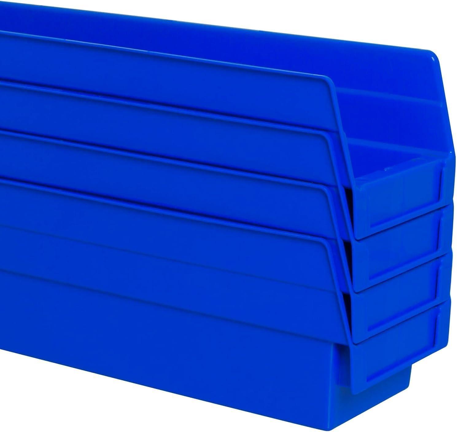 image:imageAkroMils 30120 Plastic Shelf Bins Heavy Duty Storage Bins for Garage Closet and Drawer Organization 12 x 4 x 4 Blue 24PackBlue