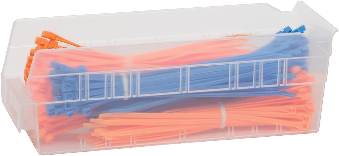 image:imageAkroMils 30120 Plastic Shelf Bins Heavy Duty Storage Bins for Garage Closet and Drawer Organization 12 x 4 x 4 Blue 24PackClear