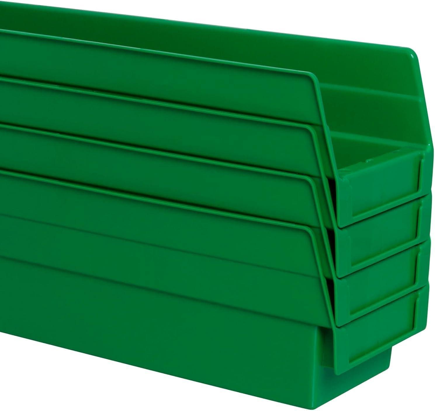 image:imageAkroMils 30120 Plastic Shelf Bins Heavy Duty Storage Bins for Garage Closet and Drawer Organization 12 x 4 x 4 Blue 24PackGreen