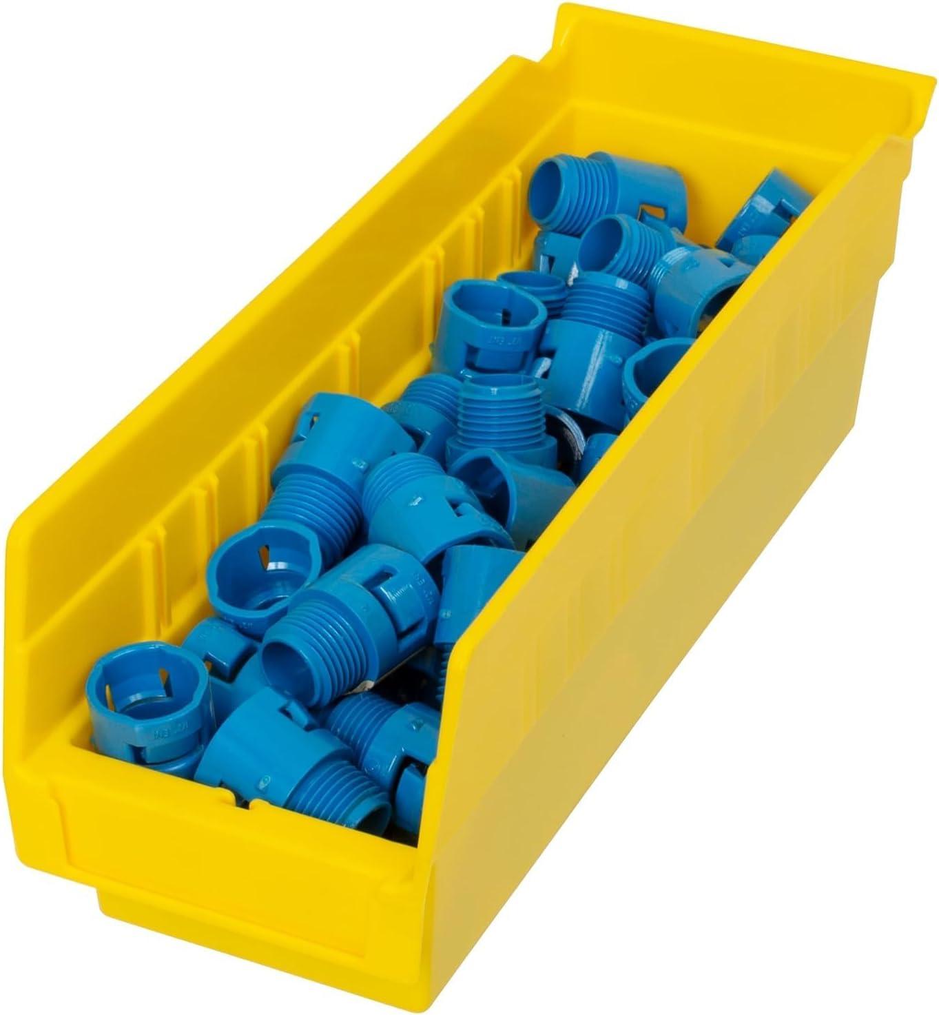image:imageAkroMils 30120 Plastic Shelf Bins Heavy Duty Storage Bins for Garage Closet and Drawer Organization 12 x 4 x 4 Blue 24PackYellow