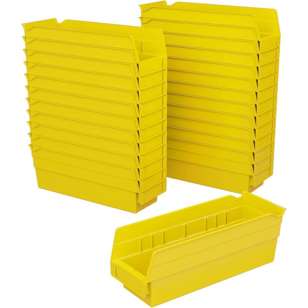 image:imageAkroMils 30120 Plastic Shelf Bins Heavy Duty Storage Bins for Garage Closet and Drawer Organization 12 x 4 x 4 Blue 24PackYellow