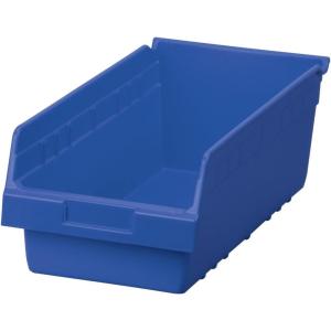 Akro-Mils 30088 ShelfMax Plastic Nesting Shelf Bin Box, 18-Inch L by 8-Inch W by 6-Inch H, Blue, Case of 8(Blue)