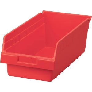 Akro-Mils 30088 ShelfMax Plastic Nesting Shelf Bin Box, 18-Inch L by 8-Inch W by 6-Inch H, Blue, Case of 8(Red)