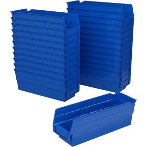 Akro-Mils 30120 Plastic Shelf Bins, Heavy Duty Storage Bins for Garage, Closet, and Drawer Organization, 12″ x 4″ x 4″, Blue, 24-Pack(Blue)