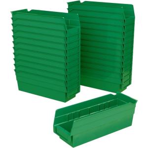 Akro-Mils 30120 Plastic Shelf Bins, Heavy Duty Storage Bins for Garage, Closet, and Drawer Organization, 12″ x 4″ x 4″, Blue, 24-Pack(Green)