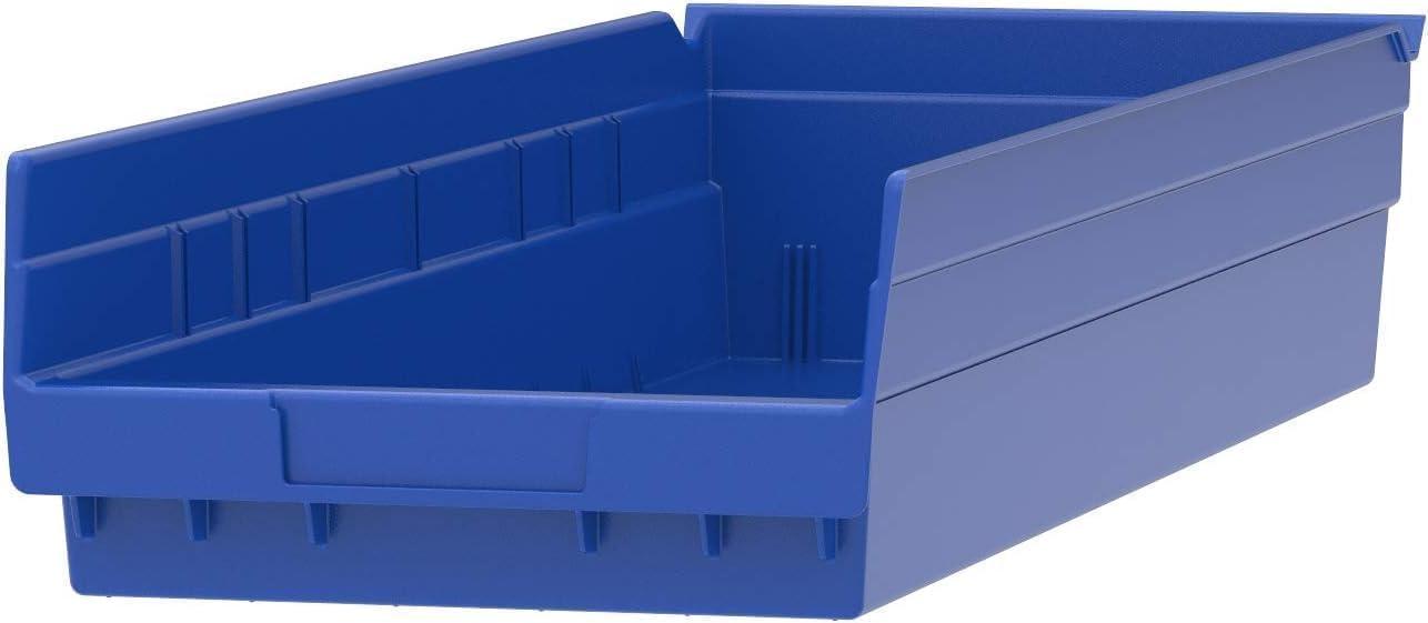 image:imageAkroMils 30184 Plastic Shelf Bins Heavy Duty Storage Bins for Garage Closet and Drawer Organization 24 x 8 x 4 Yellow 6PackBlue