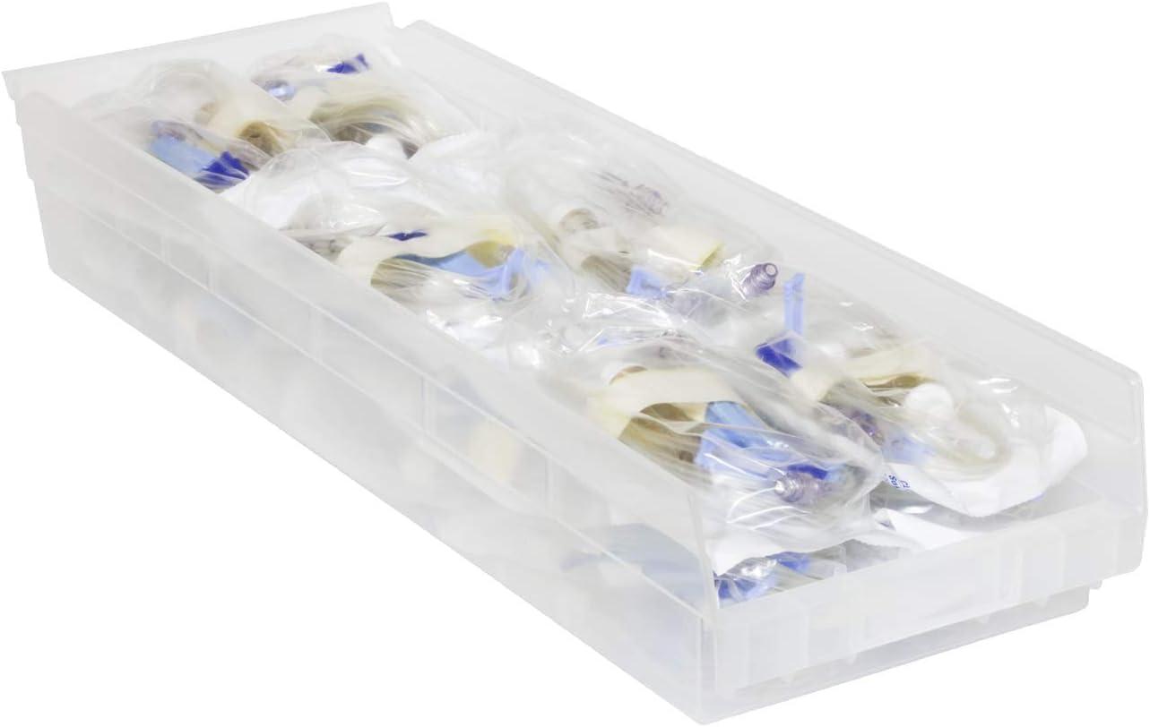 image:imageAkroMils 30184 Plastic Shelf Bins Heavy Duty Storage Bins for Garage Closet and Drawer Organization 24 x 8 x 4 Yellow 6PackClear