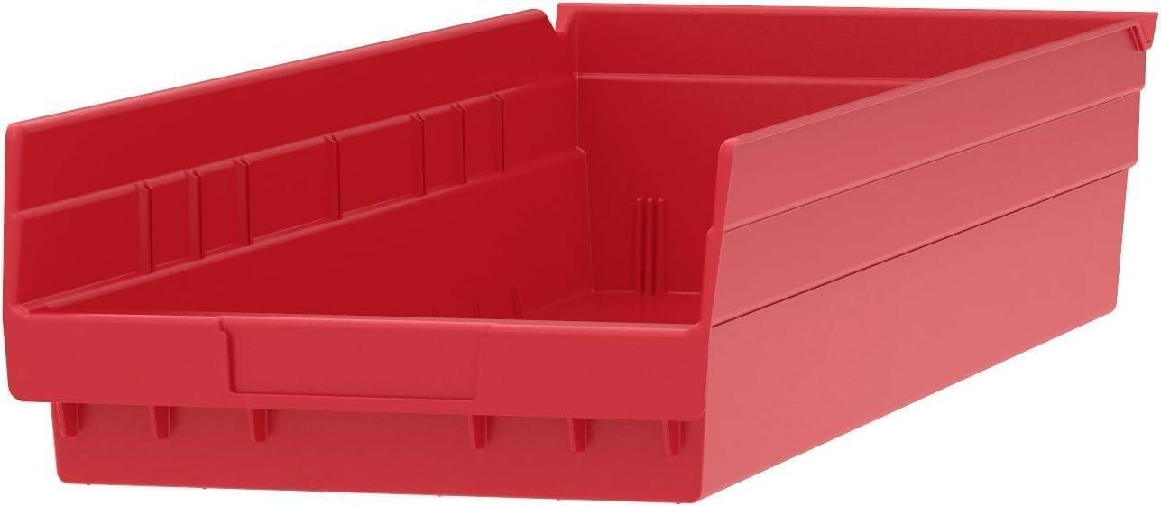 image:imageAkroMils 30184 Plastic Shelf Bins Heavy Duty Storage Bins for Garage Closet and Drawer Organization 24 x 8 x 4 Yellow 6PackRed