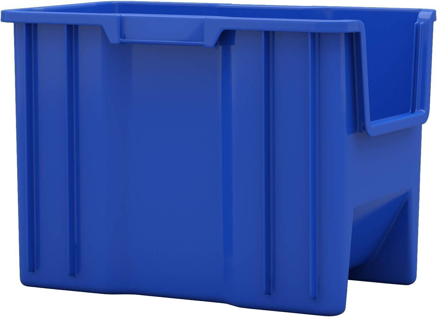 image:imageAkroMils 13014 StakNStore Heavy Duty Stackable Open Front Plastic Storage Container Bin 1712Inch x 11Inch x 1212Inch Clear 4PackBlue