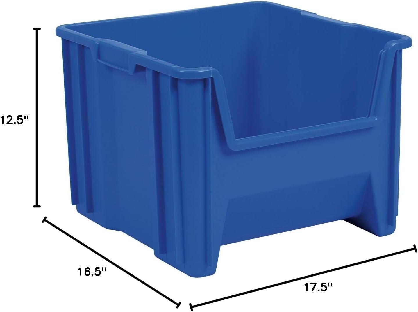 image:imageAkroMils 13014 StakNStore Heavy Duty Stackable Open Front Plastic Storage Container Bin 1712Inch x 11Inch x 1212Inch Clear 4PackBlue