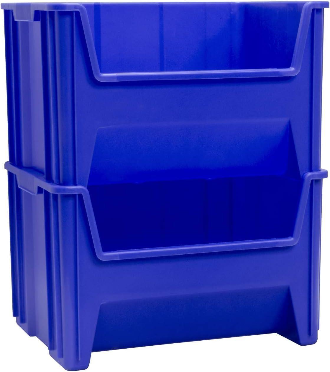 image:imageAkroMils 13014 StakNStore Heavy Duty Stackable Open Front Plastic Storage Container Bin 1712Inch x 11Inch x 1212Inch Clear 4PackBlue