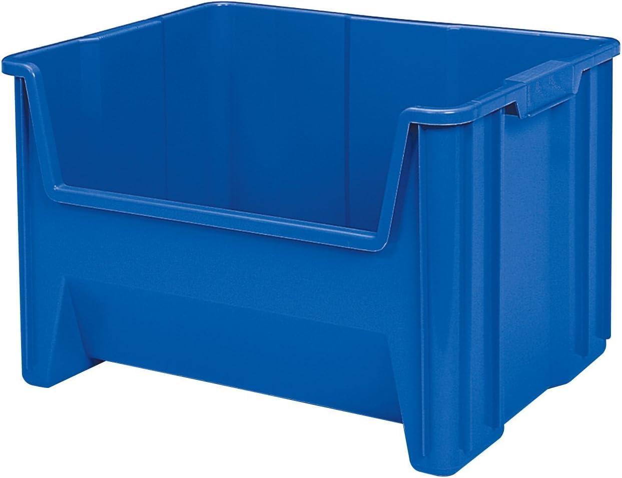 image:imageAkroMils 13014 StakNStore Heavy Duty Stackable Open Front Plastic Storage Container Bin 1712Inch x 11Inch x 1212Inch Clear 4PackBlue