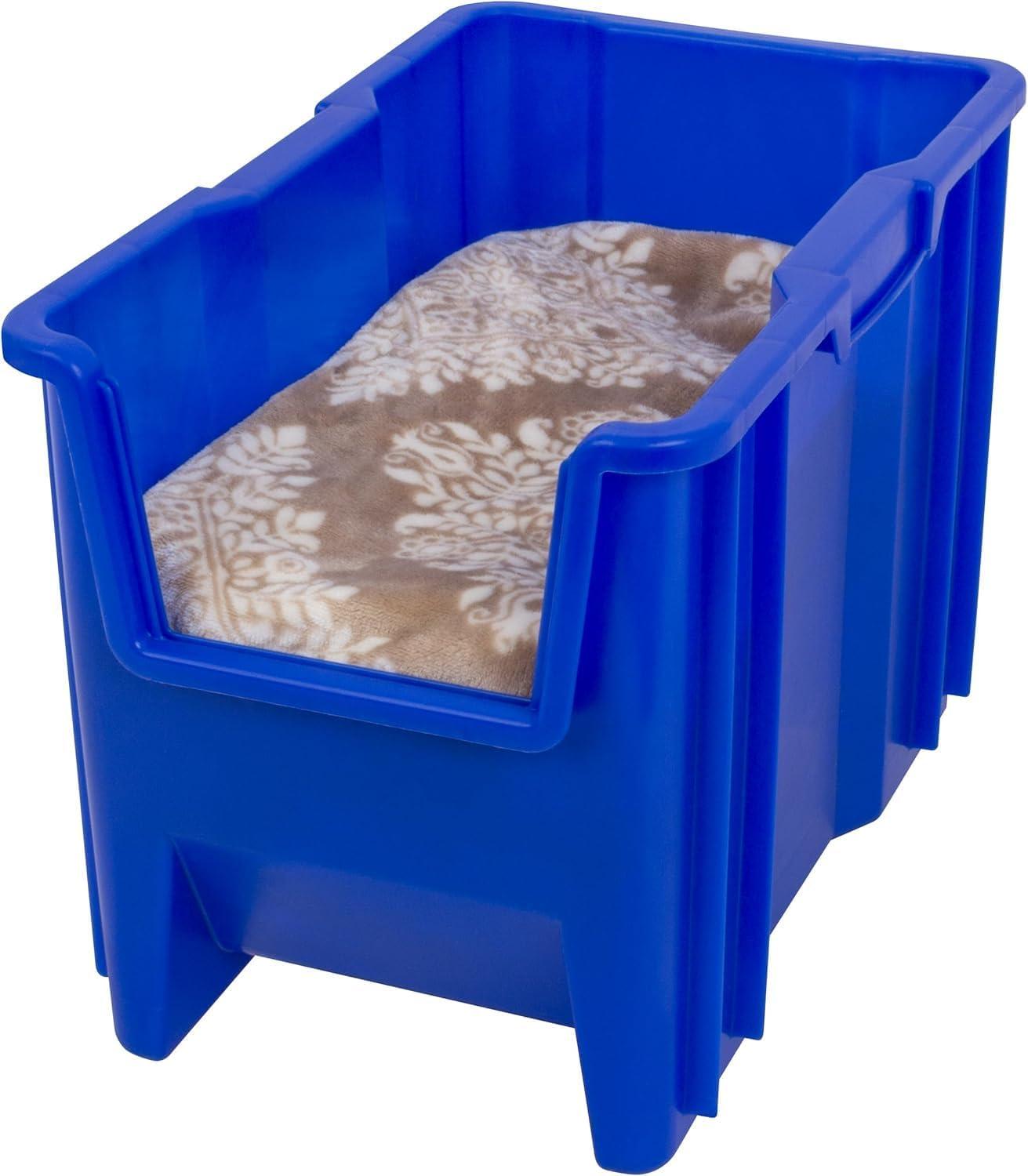 image:imageAkroMils 13014 StakNStore Heavy Duty Stackable Open Front Plastic Storage Container Bin 1712Inch x 11Inch x 1212Inch Clear 4PackBlue