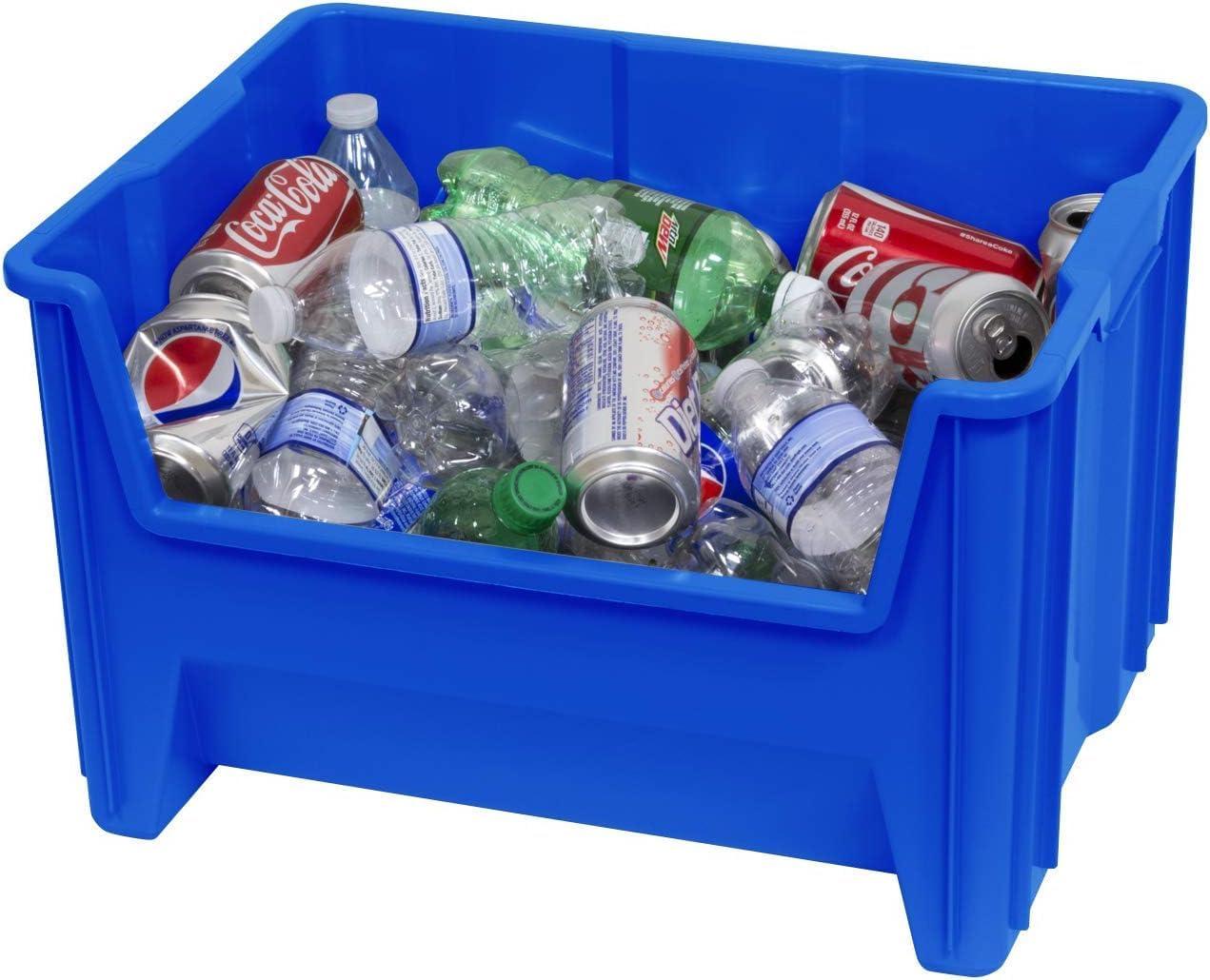 image:imageAkroMils 13014 StakNStore Heavy Duty Stackable Open Front Plastic Storage Container Bin 1712Inch x 11Inch x 1212Inch Clear 4PackBlue