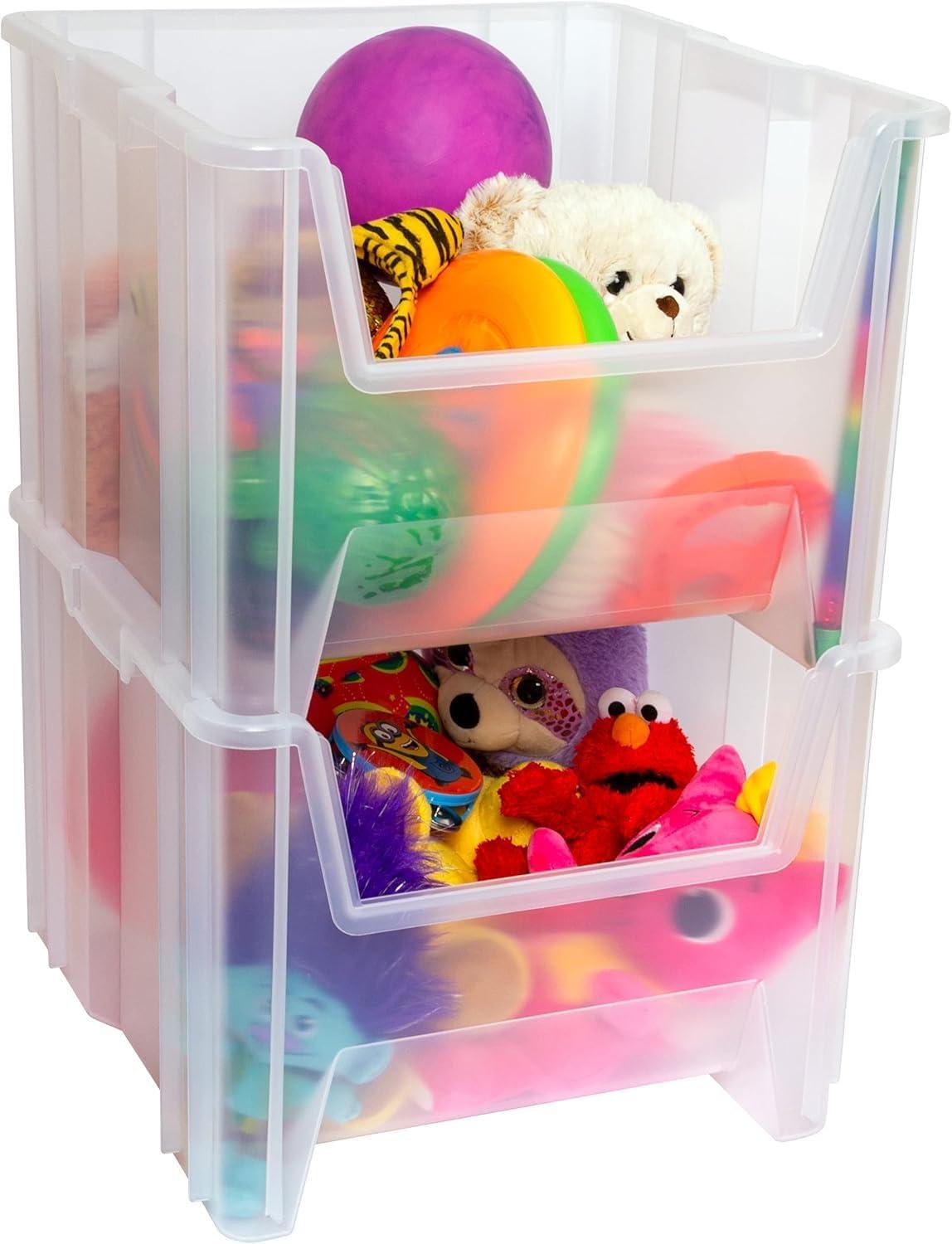 image:imageAkroMils 13014 StakNStore Heavy Duty Stackable Open Front Plastic Storage Container Bin 1712Inch x 11Inch x 1212Inch Clear 4PackClear