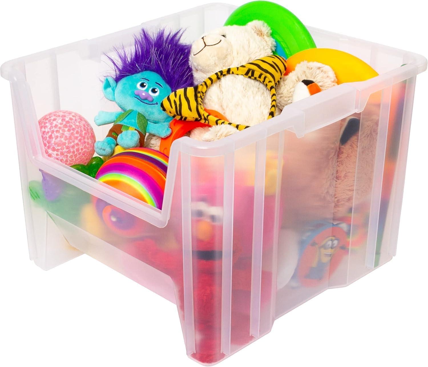 image:imageAkroMils 13014 StakNStore Heavy Duty Stackable Open Front Plastic Storage Container Bin 1712Inch x 11Inch x 1212Inch Clear 4PackClear