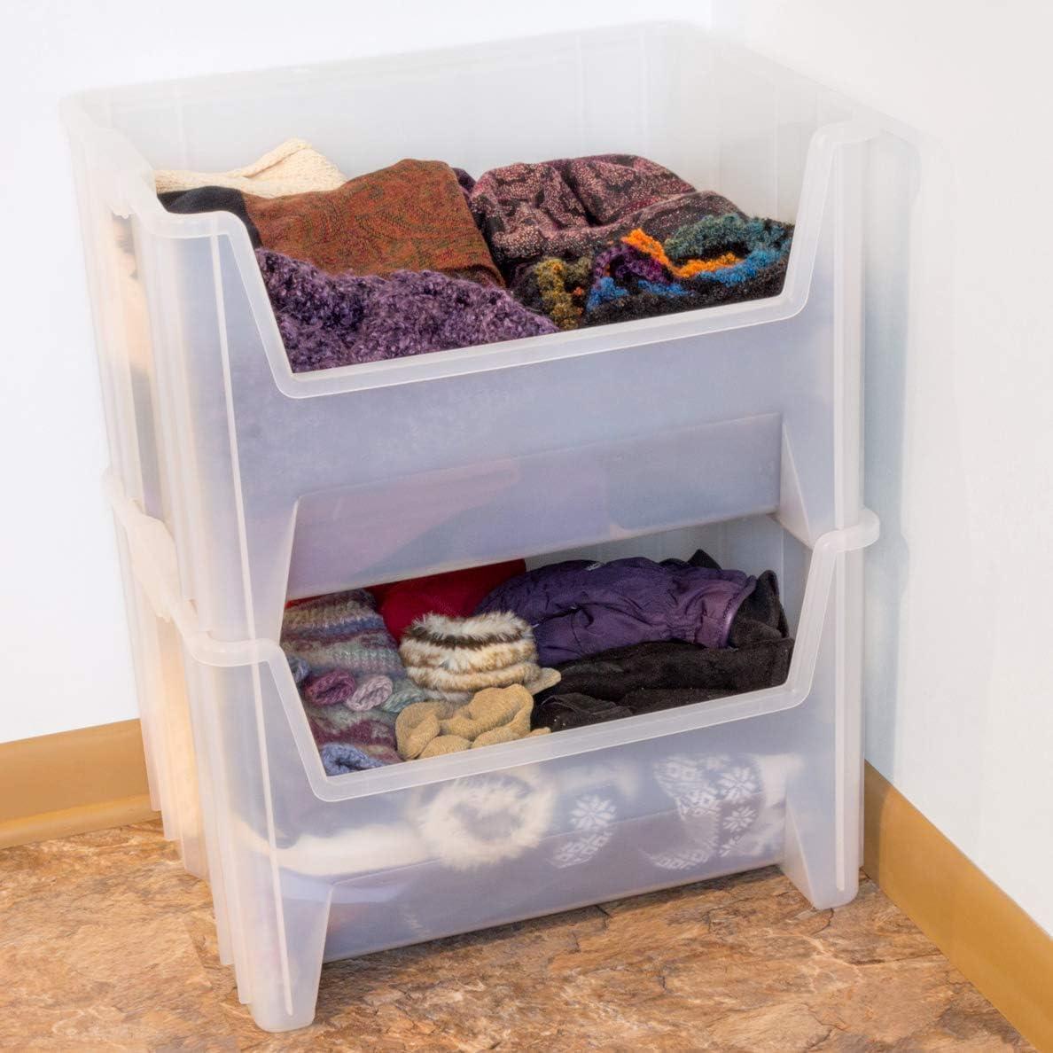 image:imageAkroMils 13014 StakNStore Heavy Duty Stackable Open Front Plastic Storage Container Bin 1712Inch x 11Inch x 1212Inch Clear 4PackClear