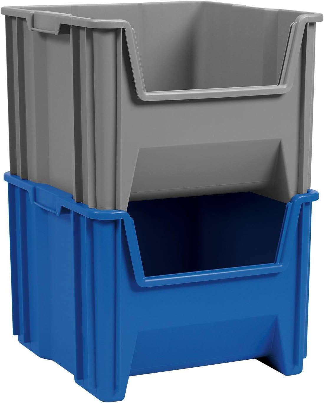 image:imageAkroMils 13014 StakNStore Heavy Duty Stackable Open Front Plastic Storage Container Bin 1712Inch x 11Inch x 1212Inch Clear 4PackGrey