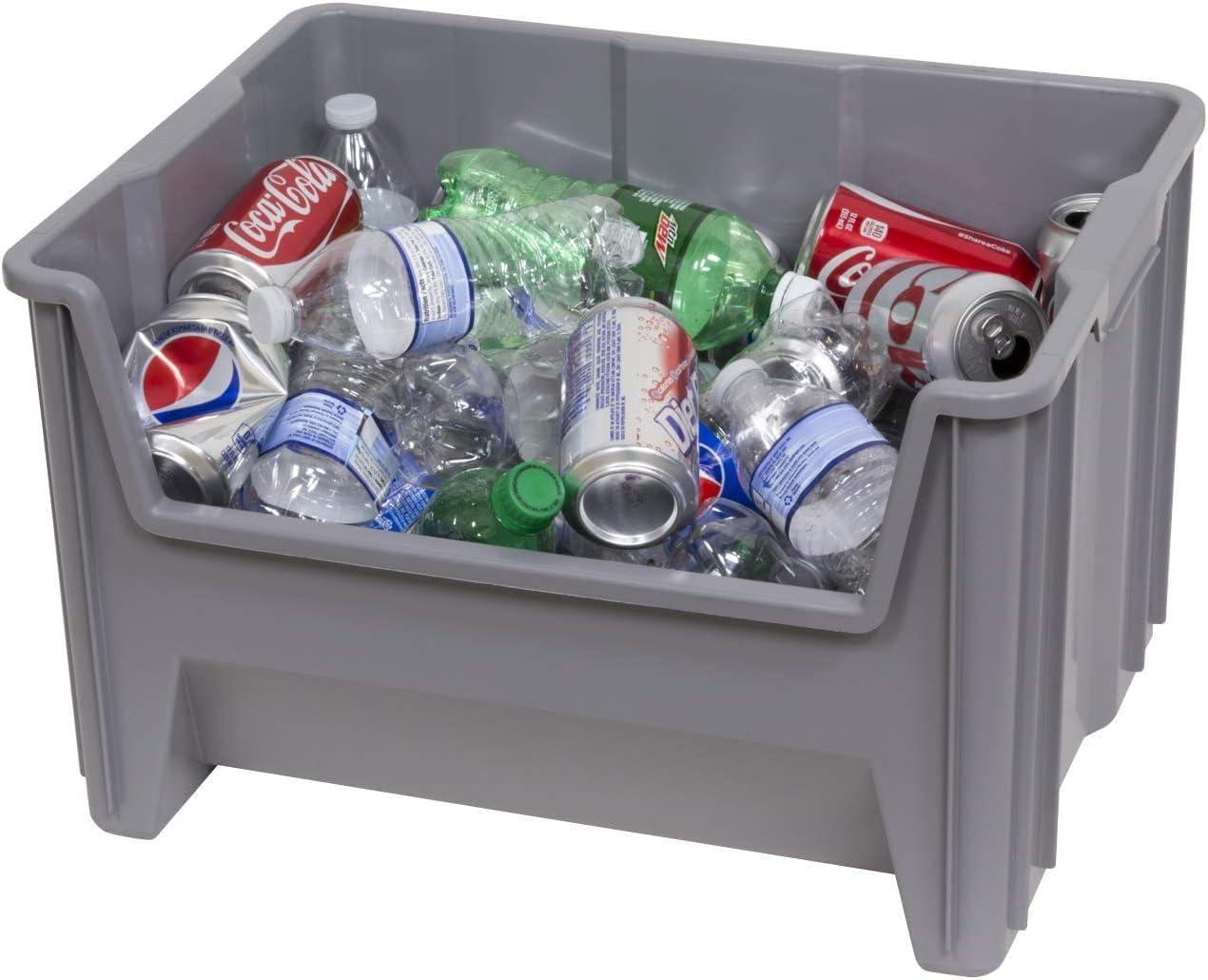 image:imageAkroMils 13014 StakNStore Heavy Duty Stackable Open Front Plastic Storage Container Bin 1712Inch x 11Inch x 1212Inch Clear 4PackGrey