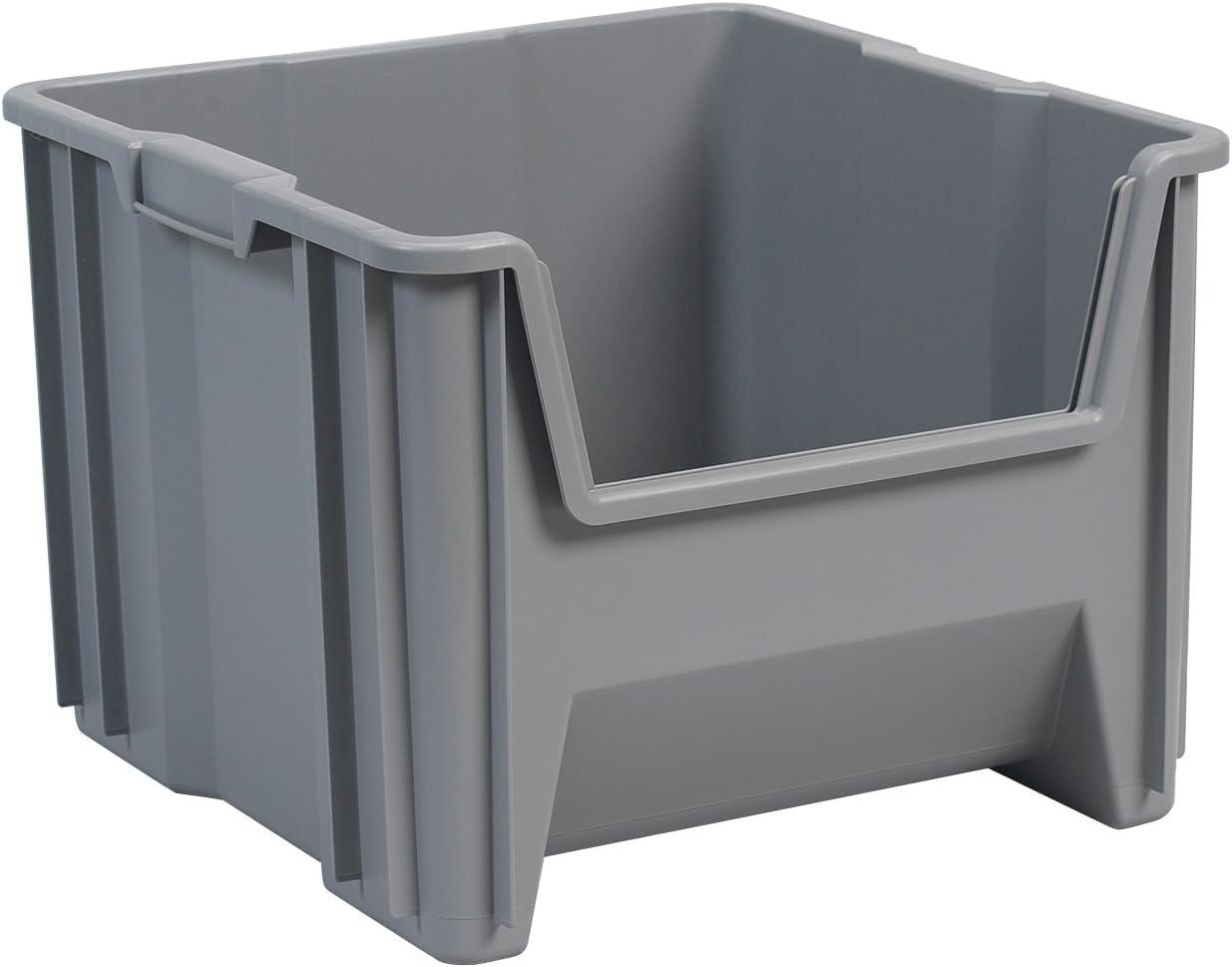 image:imageAkroMils 13014 StakNStore Heavy Duty Stackable Open Front Plastic Storage Container Bin 1712Inch x 11Inch x 1212Inch Clear 4PackGrey