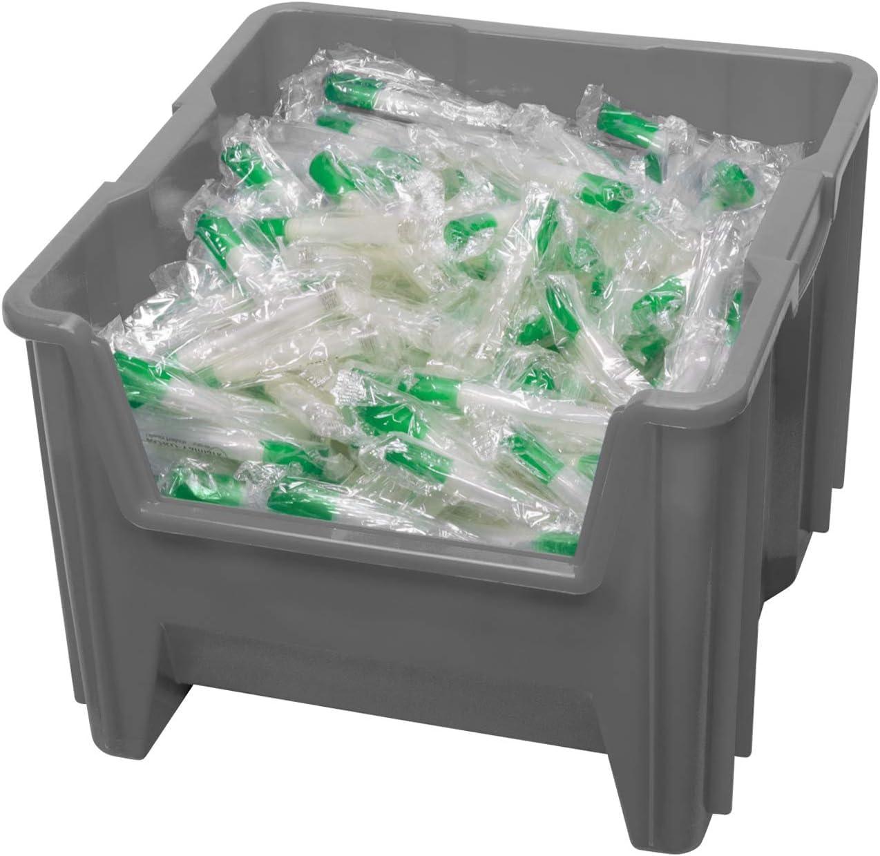 image:imageAkroMils 13014 StakNStore Heavy Duty Stackable Open Front Plastic Storage Container Bin 1712Inch x 11Inch x 1212Inch Clear 4PackGrey