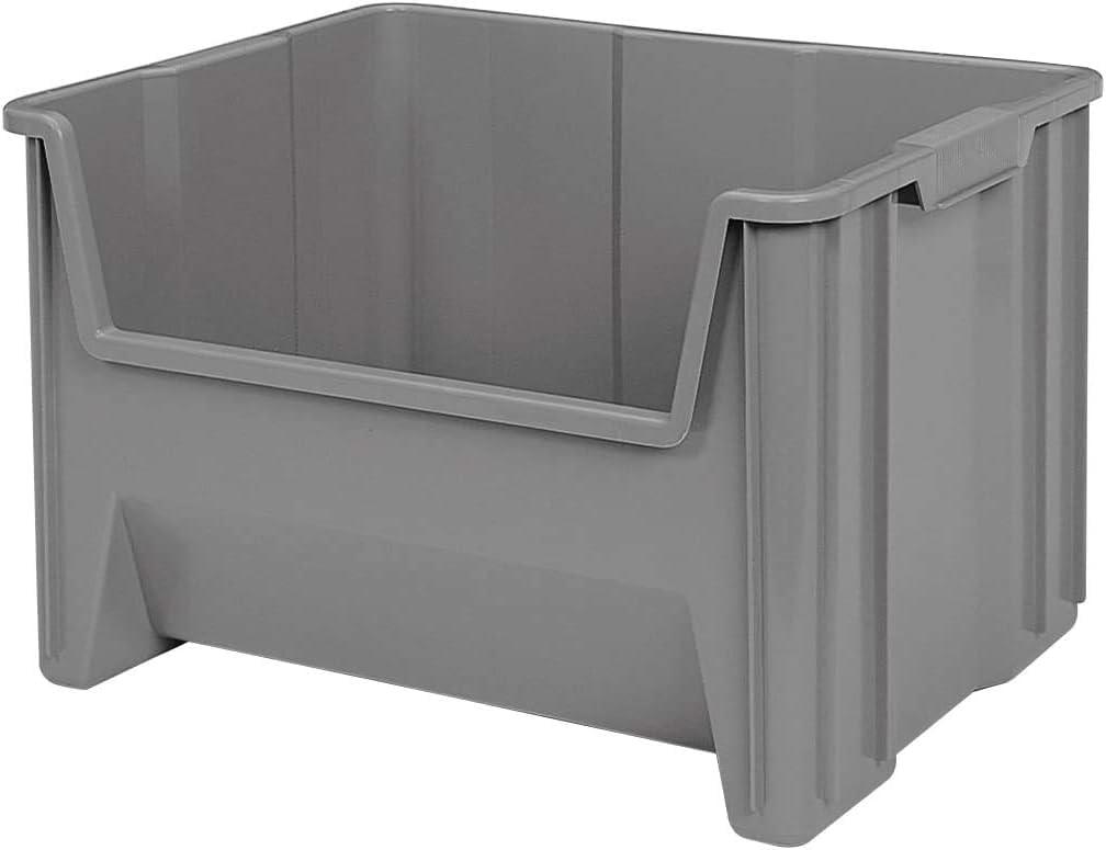 image:imageAkroMils 13014 StakNStore Heavy Duty Stackable Open Front Plastic Storage Container Bin 1712Inch x 11Inch x 1212Inch Clear 4PackGrey