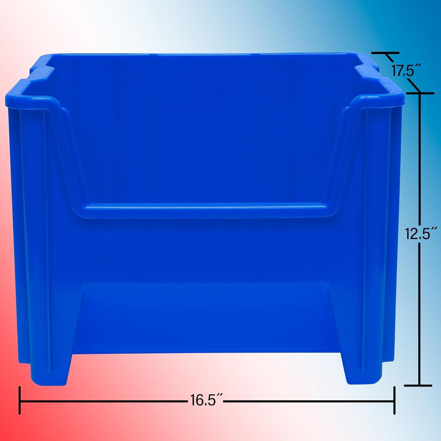 image:imageAkroMils 13014 StakNStore Heavy Duty Stackable Open Front Plastic Storage Container Bin 1712Inch x 11Inch x 1212Inch Clear 4PackGrey