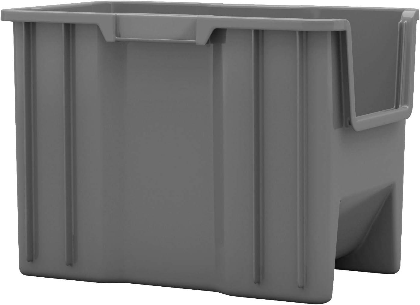 image:imageAkroMils 13014 StakNStore Heavy Duty Stackable Open Front Plastic Storage Container Bin 1712Inch x 11Inch x 1212Inch Clear 4PackGrey