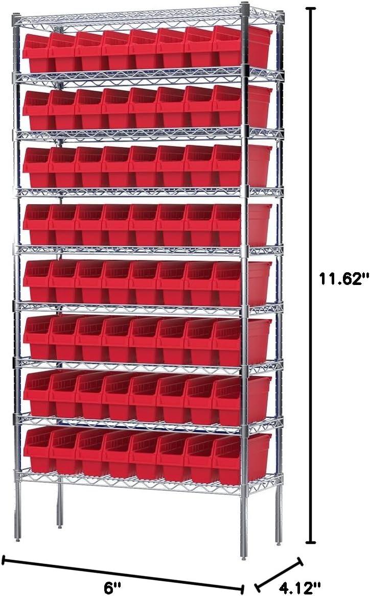 image:imageAkroMils 30040SCLAR Nesting Plastic Shelf Bin 16 Pack 1158 x 418 x 6 ClearRed